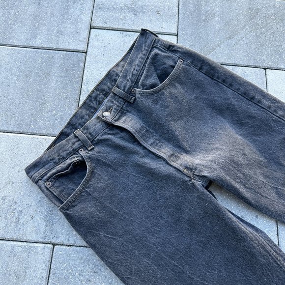 Vintage 1980s Levis 501 Straight Leg Black Denim Jeans 36x30 - Picture 6 of 7